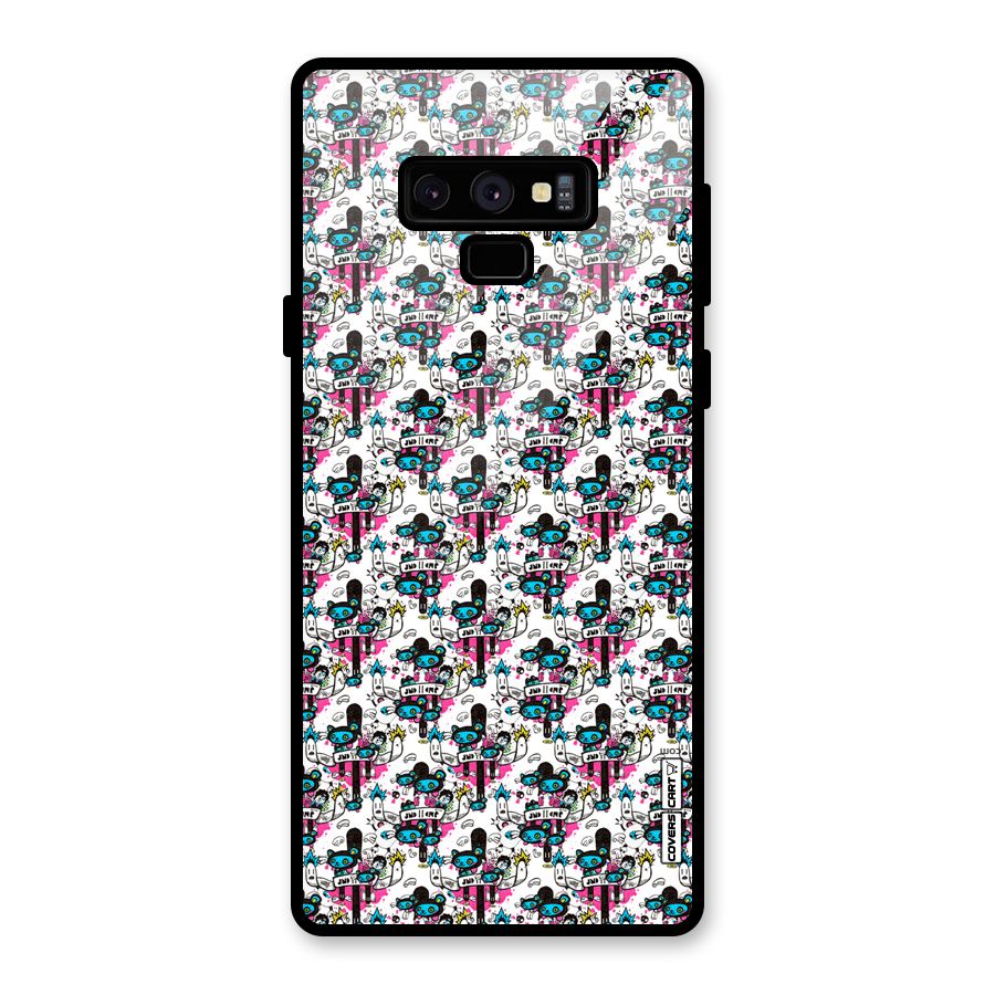 Blue Pink Pattern Glass Back Case for Galaxy Note 9