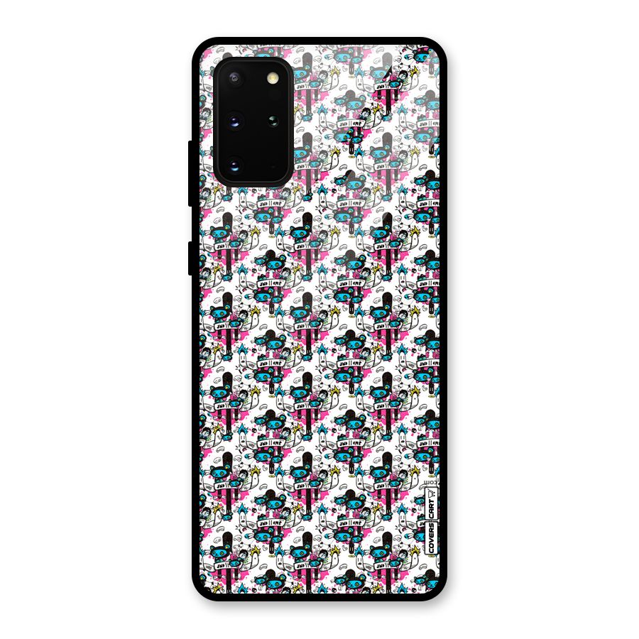 Blue Pink Pattern Glass Back Case for Galaxy S20 Plus