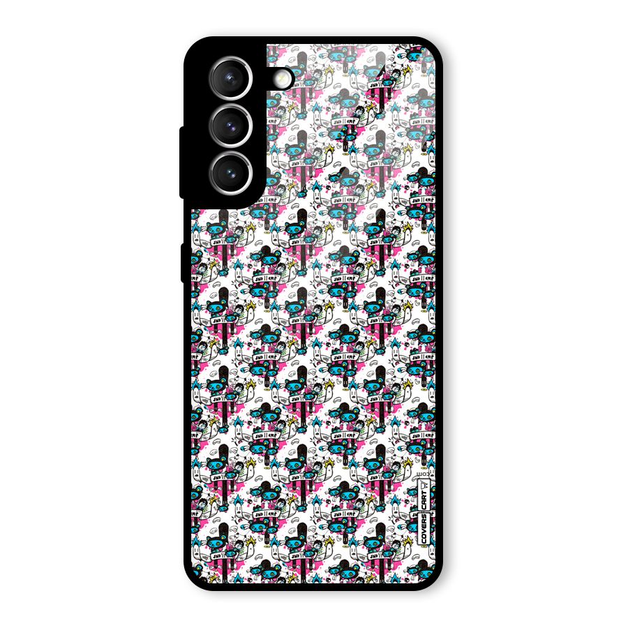 Blue Pink Pattern Glass Back Case for Galaxy S21 5G