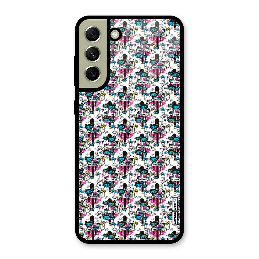 Blue Pink Pattern Glass Back Case for Galaxy S21 FE 5G