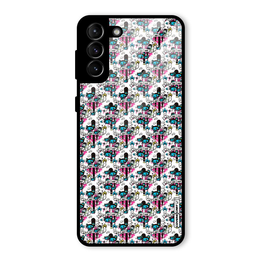 Blue Pink Pattern Glass Back Case for Galaxy S21 Plus
