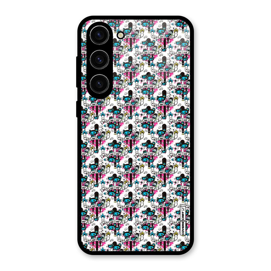 Blue Pink Pattern Glass Back Case for Galaxy S23 Plus
