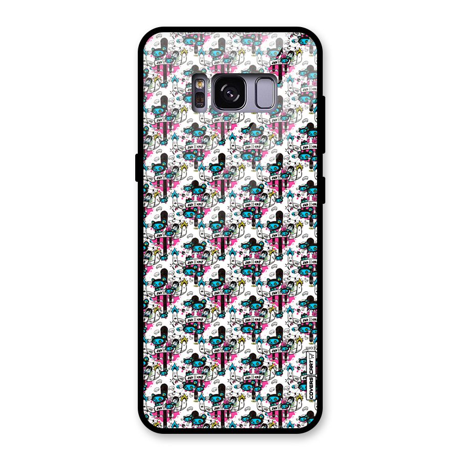 Blue Pink Pattern Glass Back Case for Galaxy S8