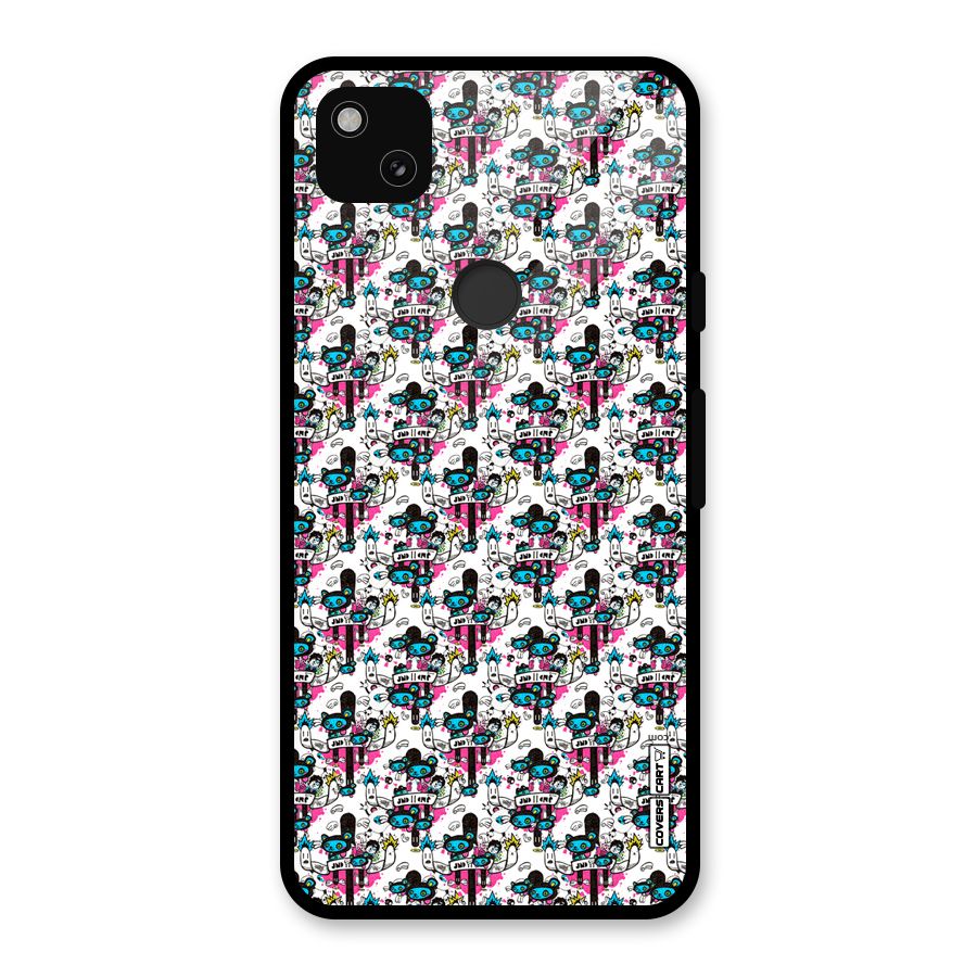 Blue Pink Pattern Glass Back Case for Google Pixel 4a