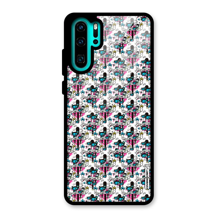 Blue Pink Pattern Glass Back Case for Huawei P30 Pro