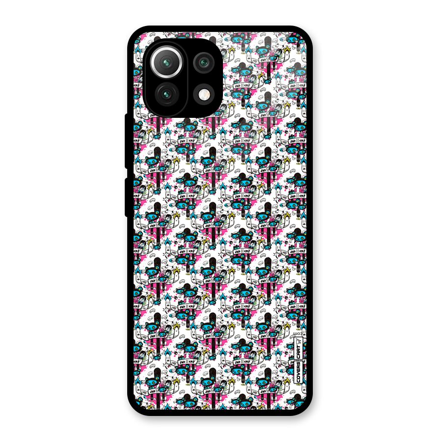 Blue Pink Pattern Glass Back Case for Mi 11 Lite
