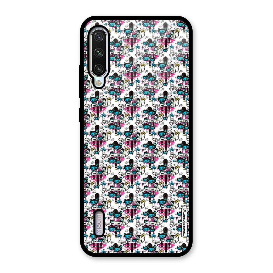 Blue Pink Pattern Glass Back Case for Mi A3