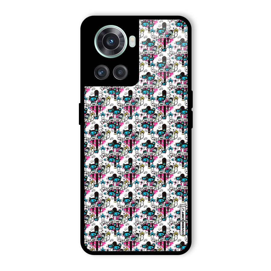 Blue Pink Pattern Glass Back Case for OnePlus 10R