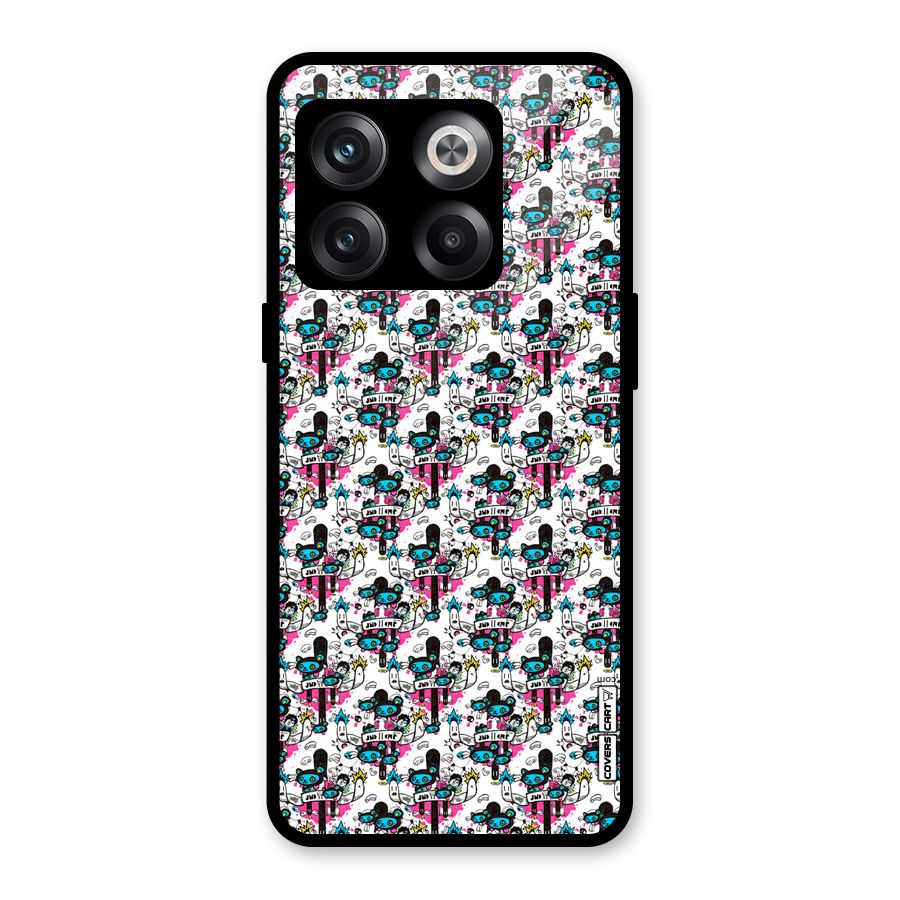 Blue Pink Pattern Glass Back Case for OnePlus 10T