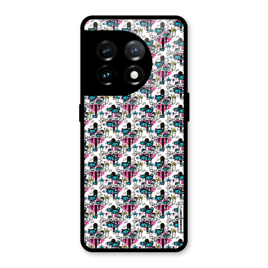 Blue Pink Pattern Glass Back Case for OnePlus 11