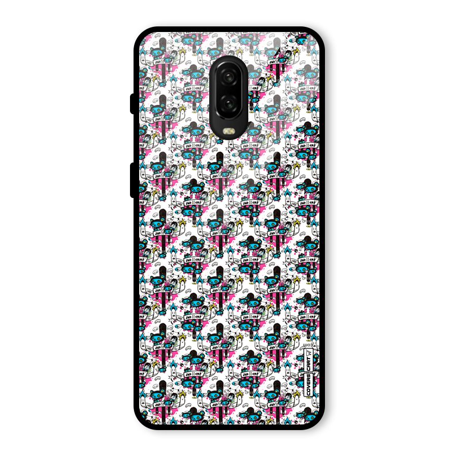 Blue Pink Pattern Glass Back Case for OnePlus 6T