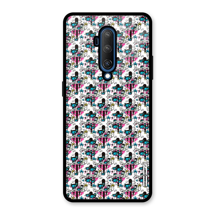 Blue Pink Pattern Glass Back Case for OnePlus 7T Pro