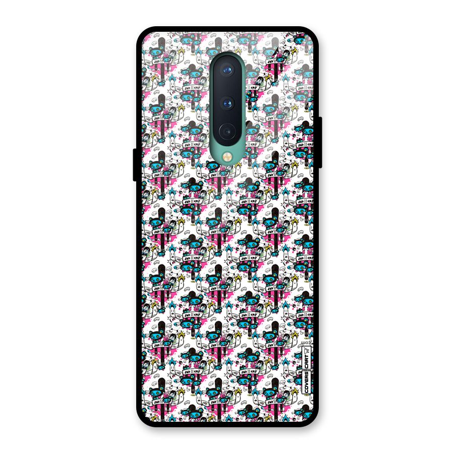 Blue Pink Pattern Glass Back Case for OnePlus 8