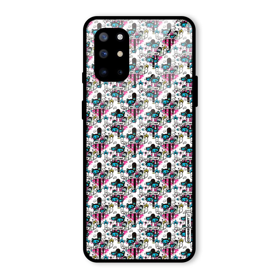 Blue Pink Pattern Glass Back Case for OnePlus 8T