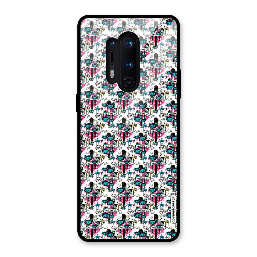 Blue Pink Pattern Glass Back Case for OnePlus 8 Pro