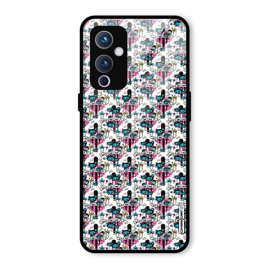 Blue Pink Pattern Glass Back Case for OnePlus 9