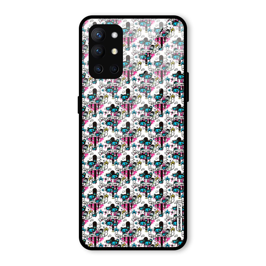 Blue Pink Pattern Glass Back Case for OnePlus 9R