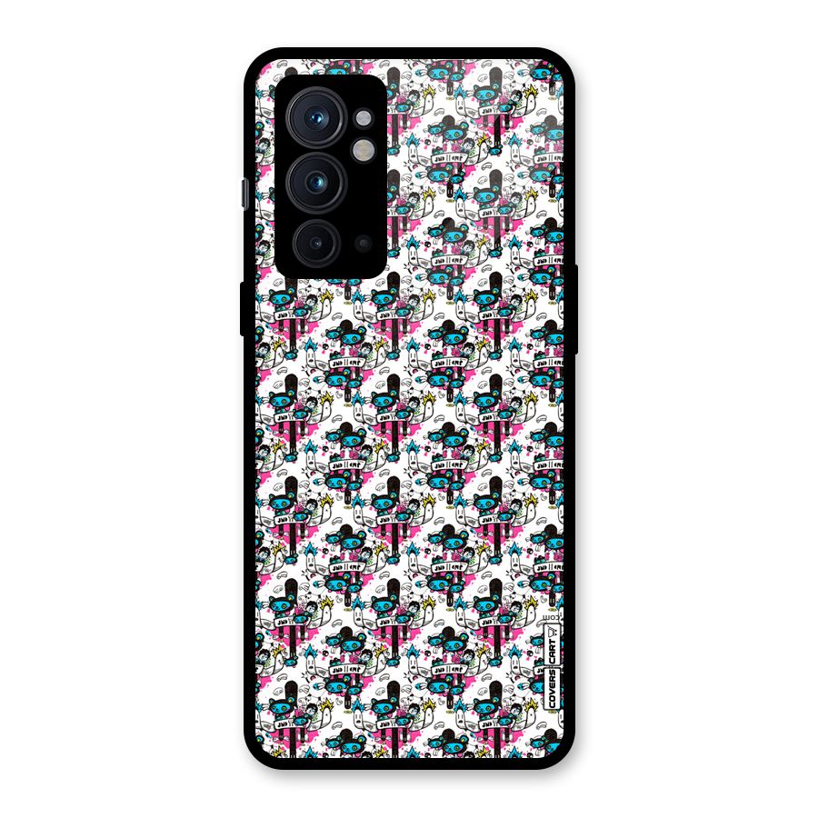 Blue Pink Pattern Glass Back Case for OnePlus 9RT 5G