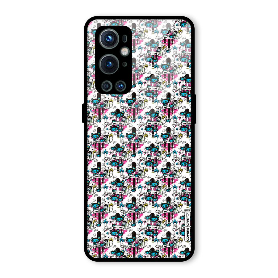 Blue Pink Pattern Glass Back Case for OnePlus 9 Pro