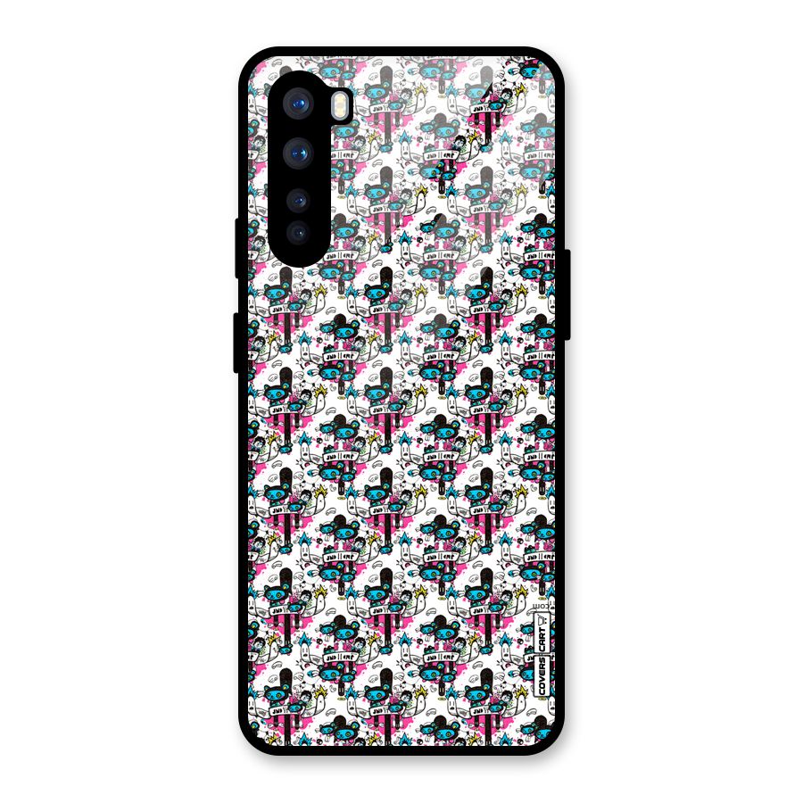 Blue Pink Pattern Glass Back Case for OnePlus Nord