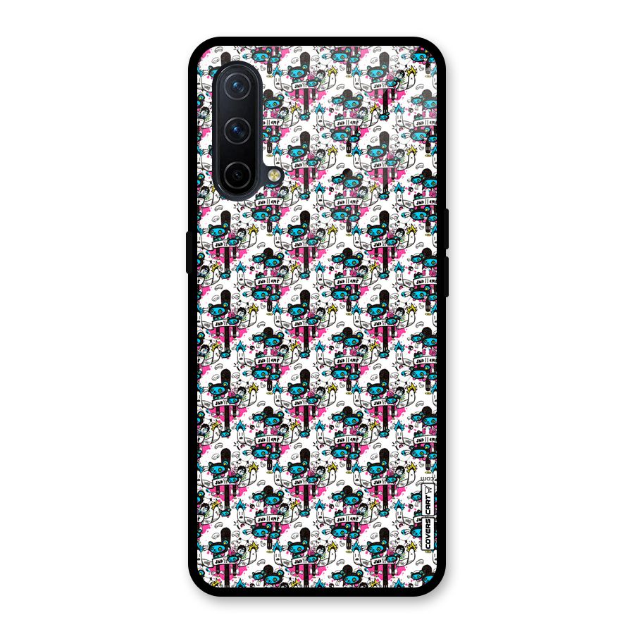 Blue Pink Pattern Glass Back Case for OnePlus Nord CE 5G