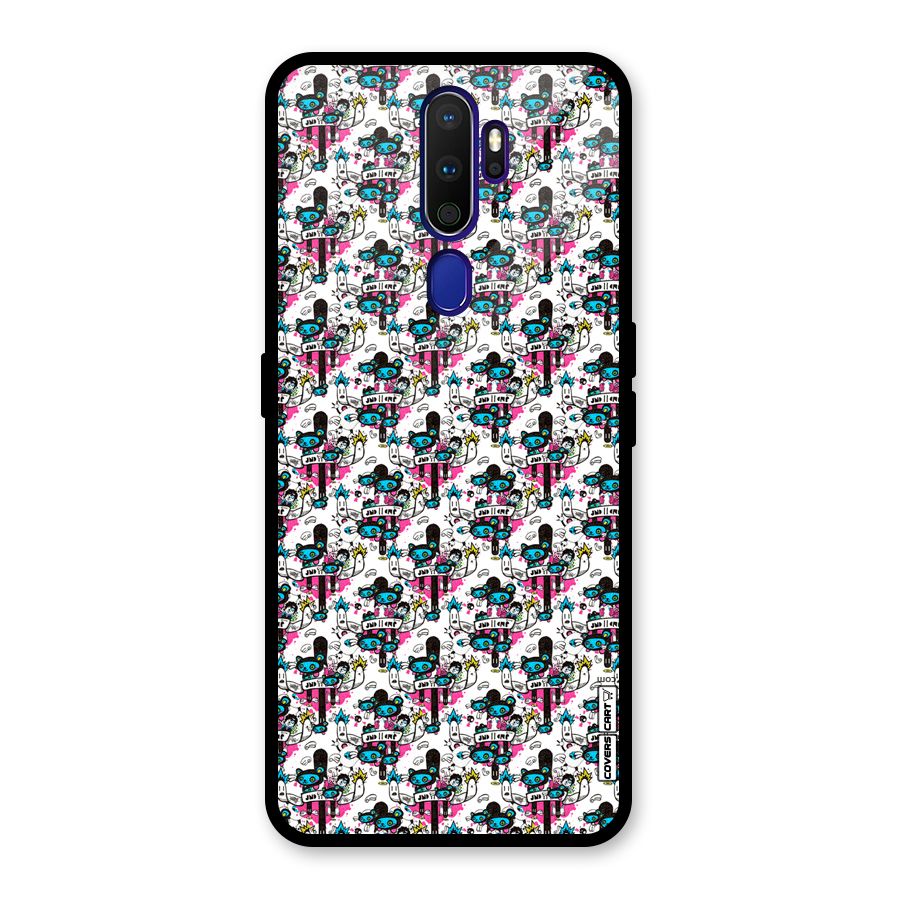 Blue Pink Pattern Glass Back Case for Oppo A9 (2020)