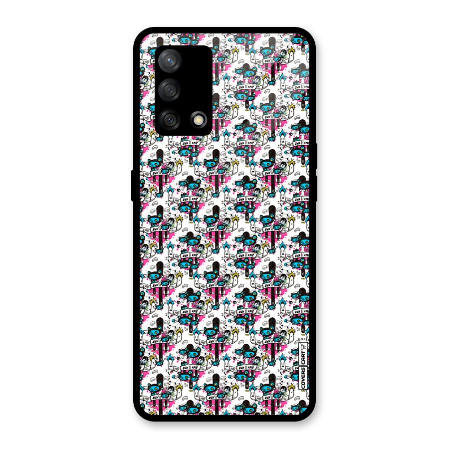 Blue Pink Pattern Glass Back Case for Oppo F19