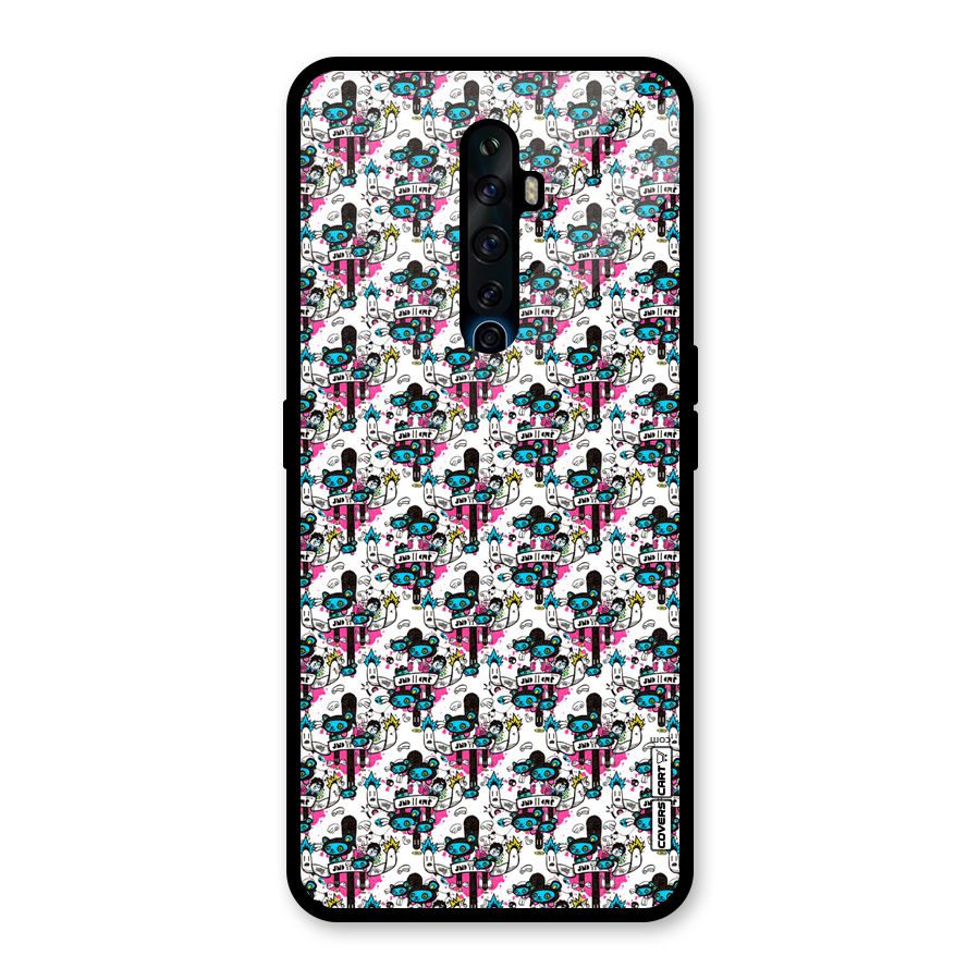 Blue Pink Pattern Glass Back Case for Oppo Reno2 Z