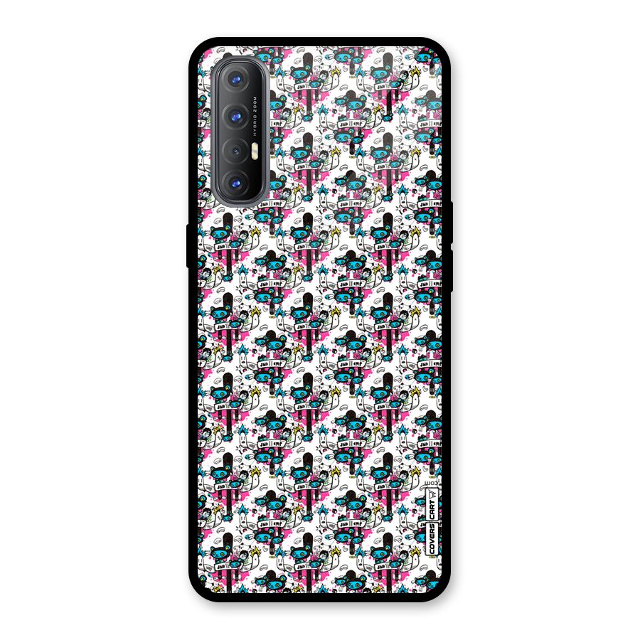 Blue Pink Pattern Glass Back Case for Oppo Reno3 Pro