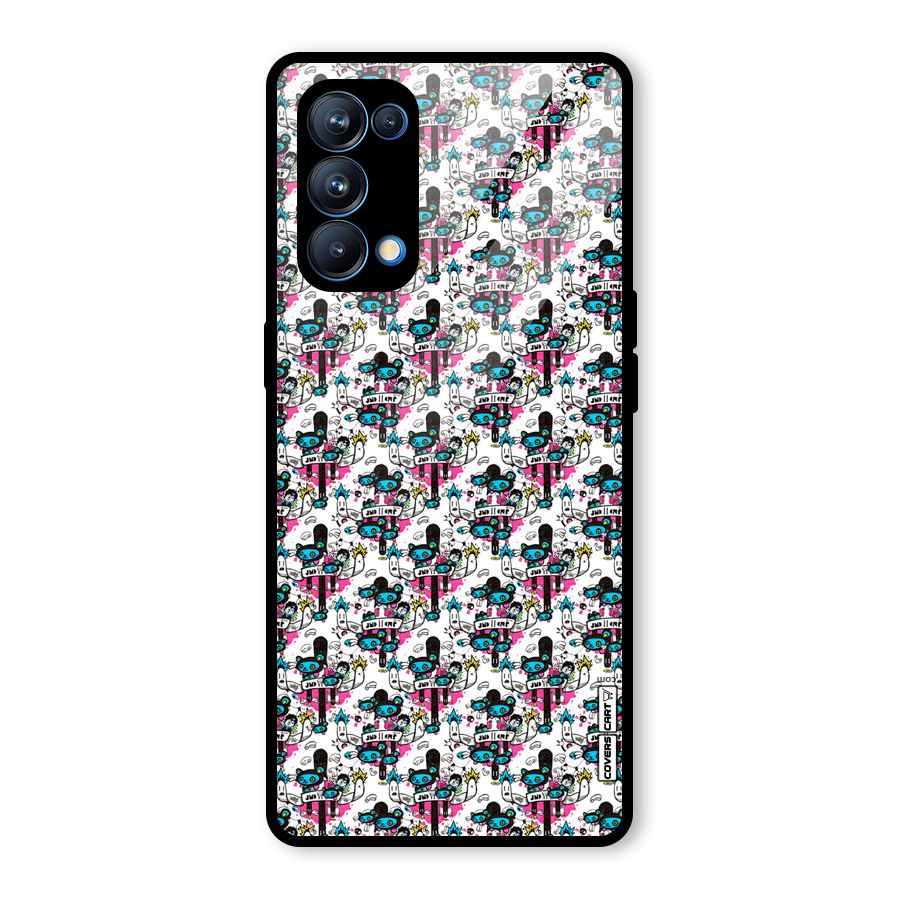 Blue Pink Pattern Glass Back Case for Oppo Reno5 Pro 5G