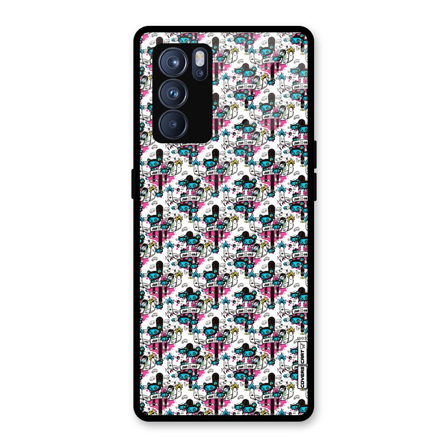 Blue Pink Pattern Glass Back Case for Oppo Reno6 Pro 5G