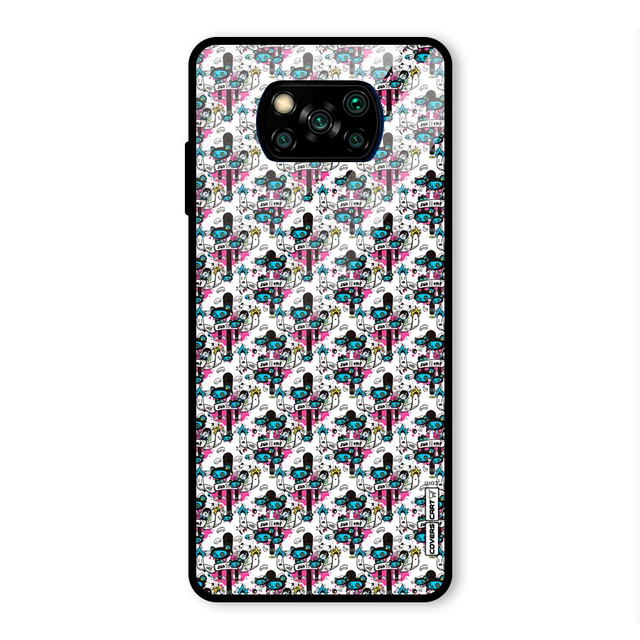 Blue Pink Pattern Glass Back Case for Poco X3 Pro