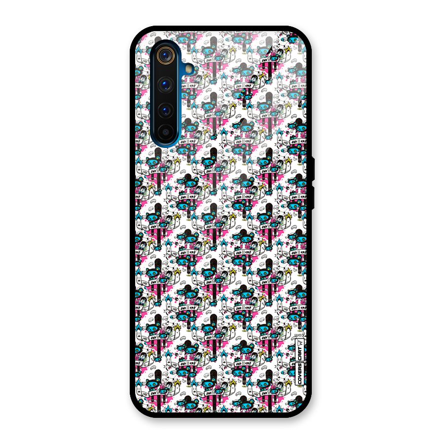 Blue Pink Pattern Glass Back Case for Realme 6 Pro