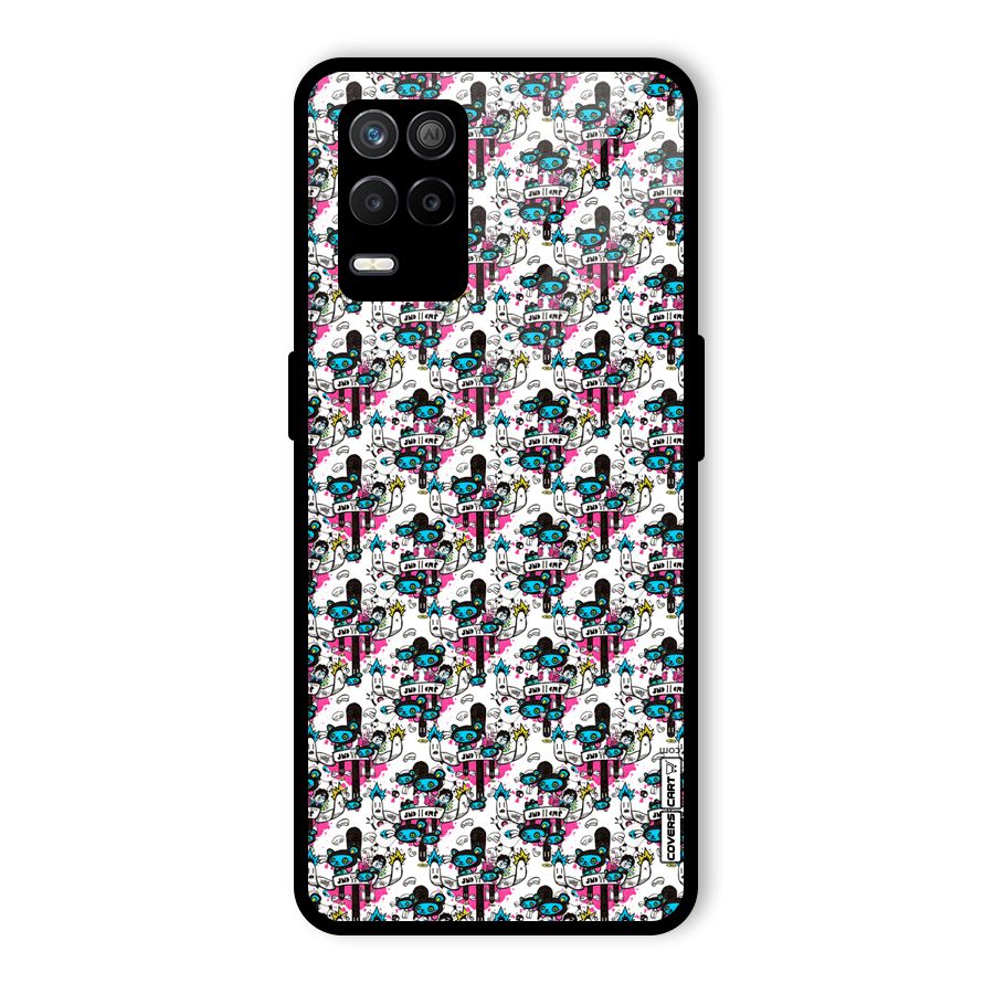 Blue Pink Pattern Glass Back Case for Realme 8 5G