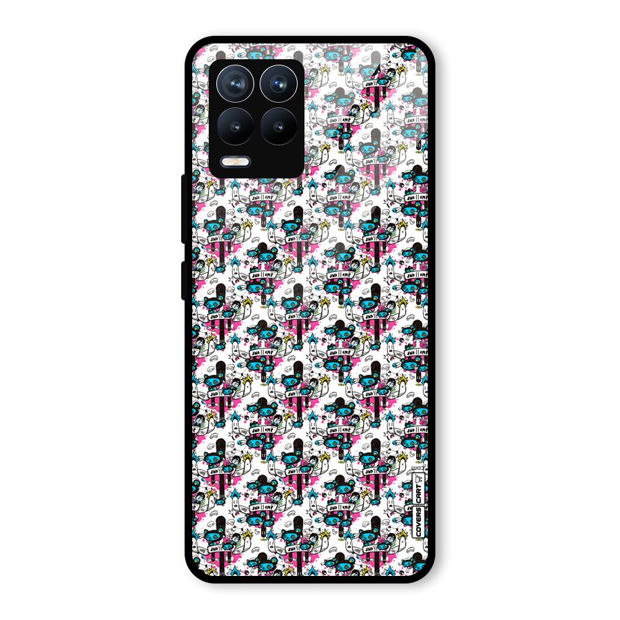 Blue Pink Pattern Glass Back Case for Realme 8 Pro