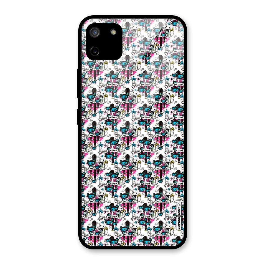 Blue Pink Pattern Glass Back Case for Realme C11