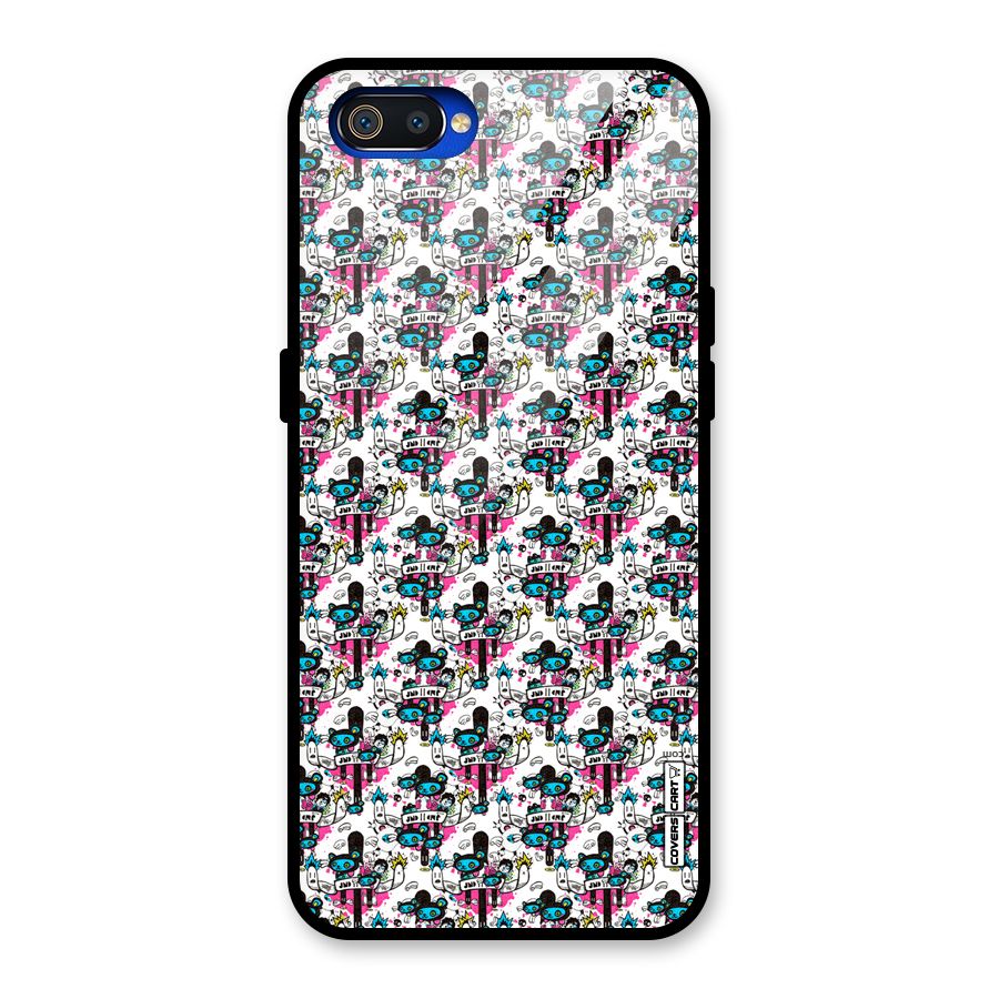 Blue Pink Pattern Glass Back Case for Realme C2