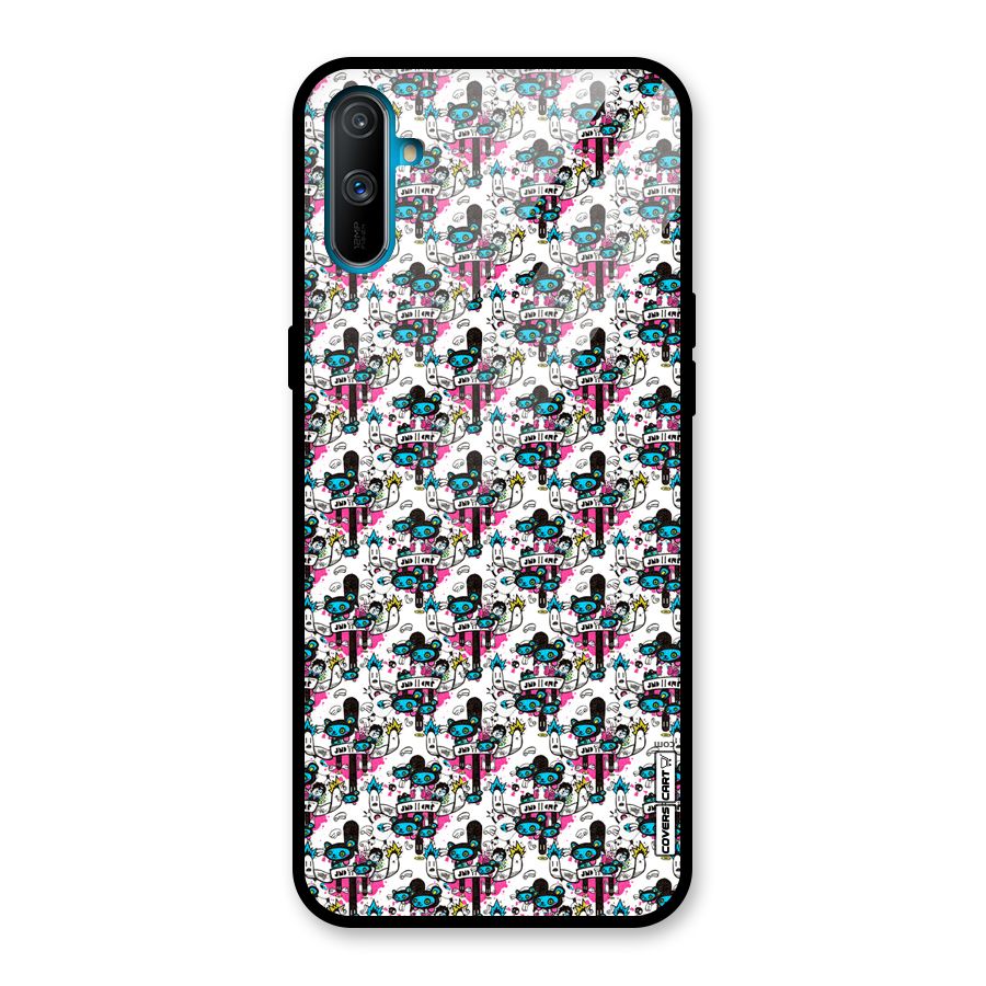 Blue Pink Pattern Glass Back Case for Realme C3
