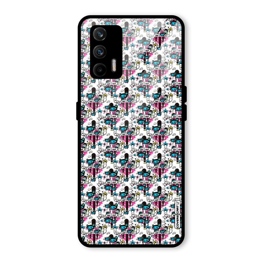 Blue Pink Pattern Glass Back Case for Realme GT 5G