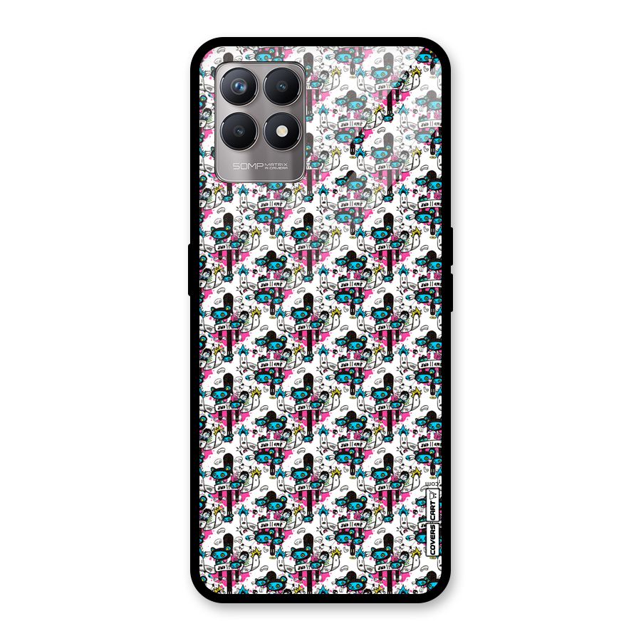 Blue Pink Pattern Glass Back Case for Realme Narzo 50