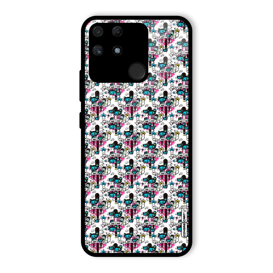 Blue Pink Pattern Glass Back Case for Realme Narzo 50A