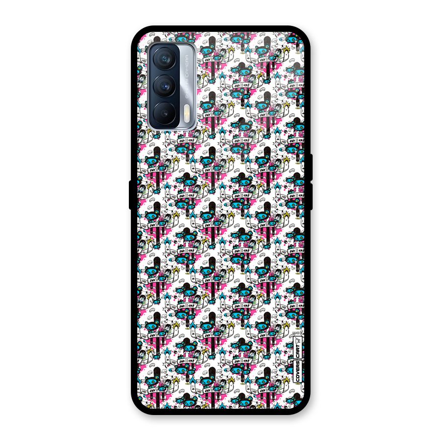 Blue Pink Pattern Glass Back Case for Realme X7