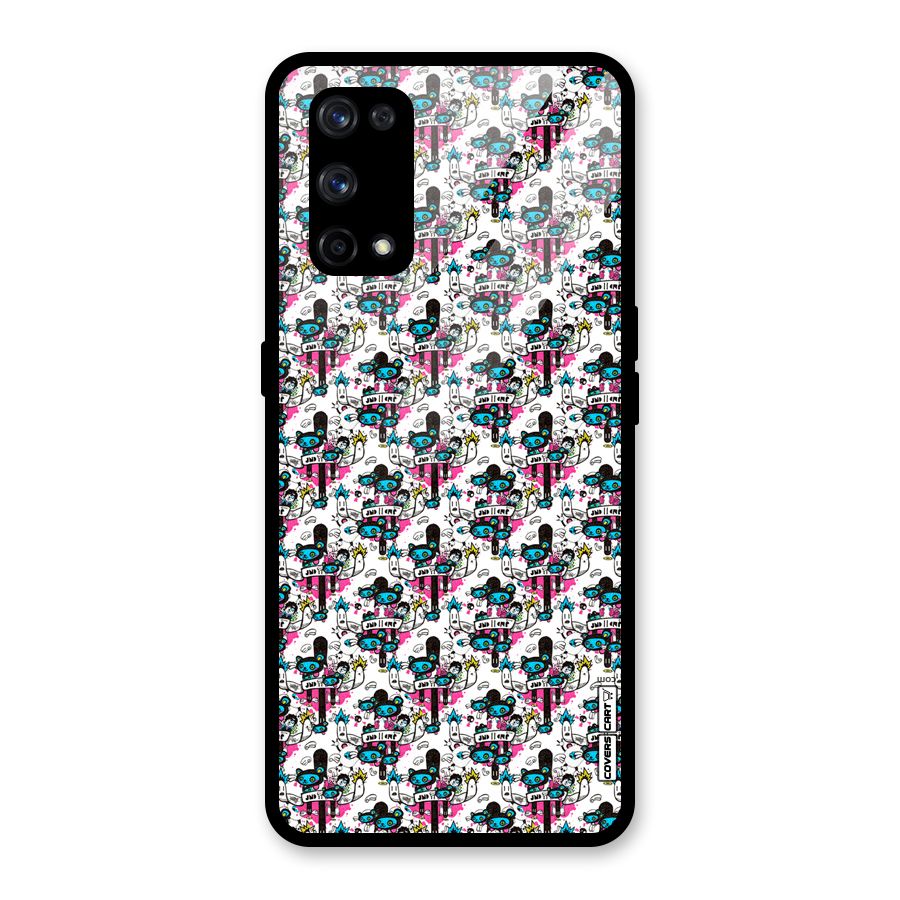 Blue Pink Pattern Glass Back Case for Realme X7 Pro