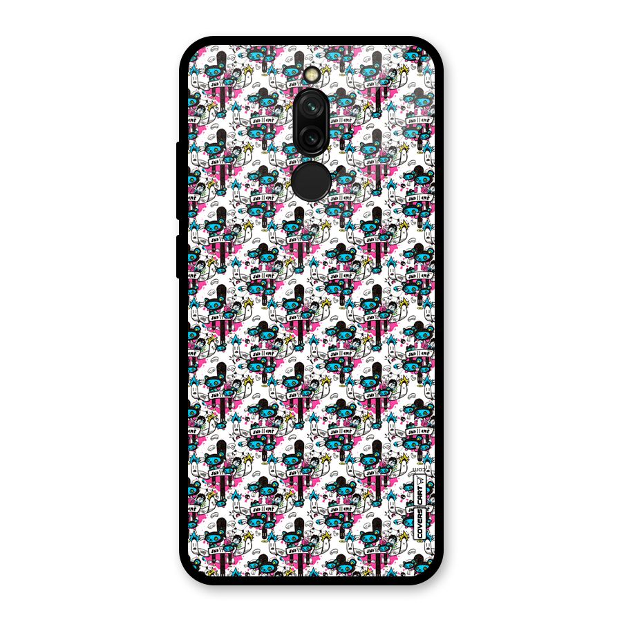 Blue Pink Pattern Glass Back Case for Redmi 8