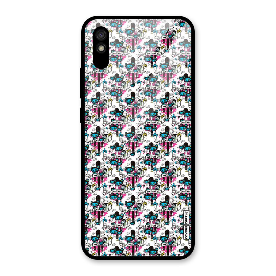 Blue Pink Pattern Glass Back Case for Redmi 9A