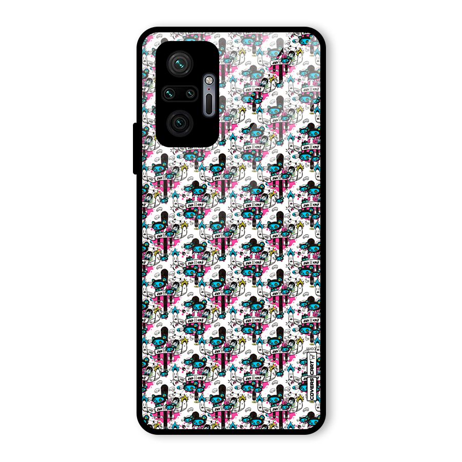 Blue Pink Pattern Glass Back Case for Redmi Note 10 Pro
