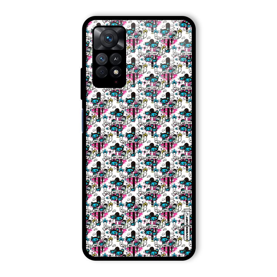 Blue Pink Pattern Glass Back Case for Redmi Note 11 Pro