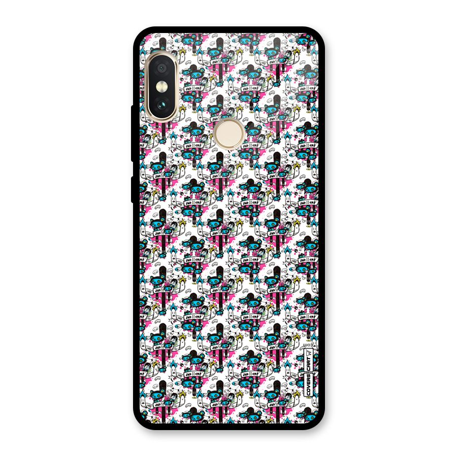 Blue Pink Pattern Glass Back Case for Redmi Note 5 Pro