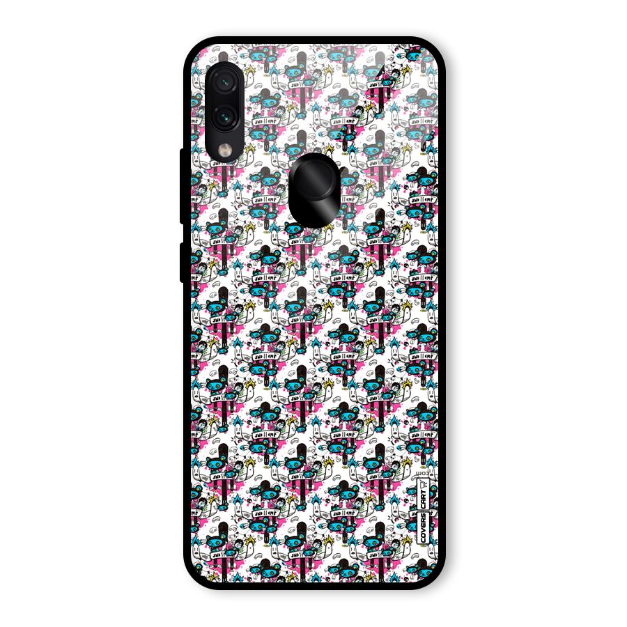 Blue Pink Pattern Glass Back Case for Redmi Note 7 Pro