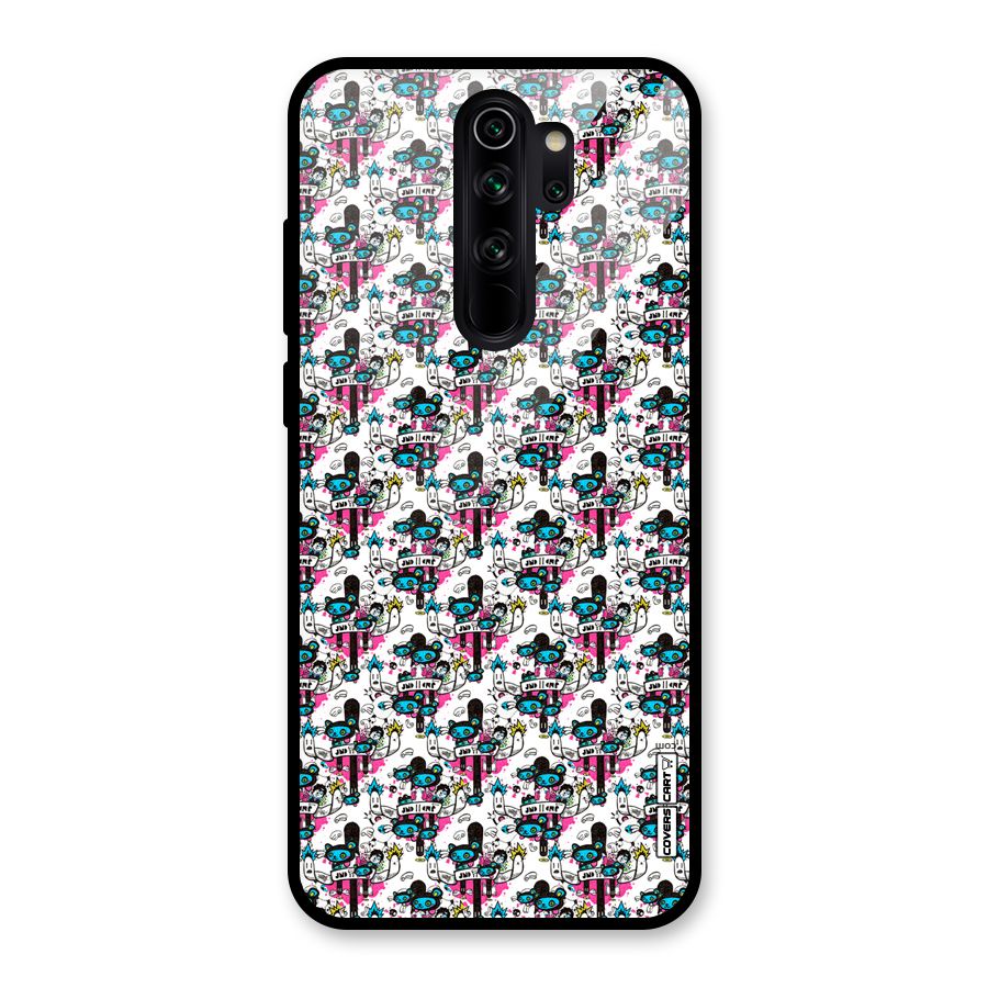 Blue Pink Pattern Glass Back Case for Redmi Note 8 Pro
